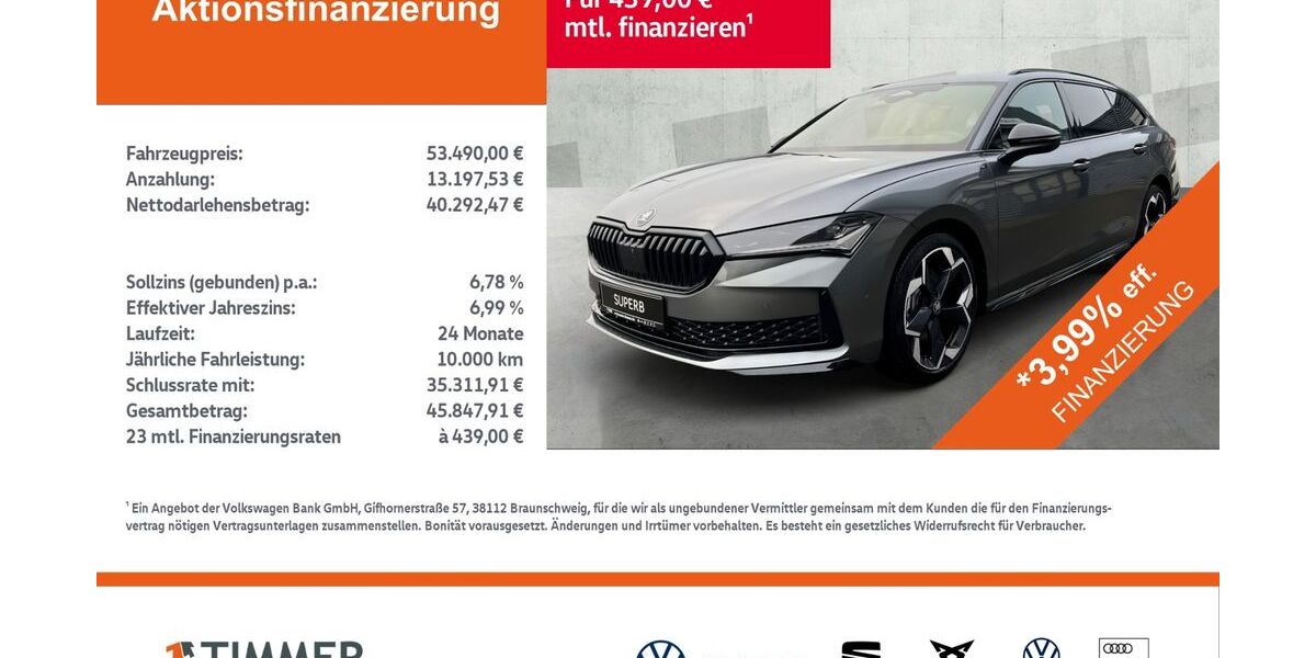 Skoda Superb 6.999 km 53.490 &euro; Nordhorn 48529